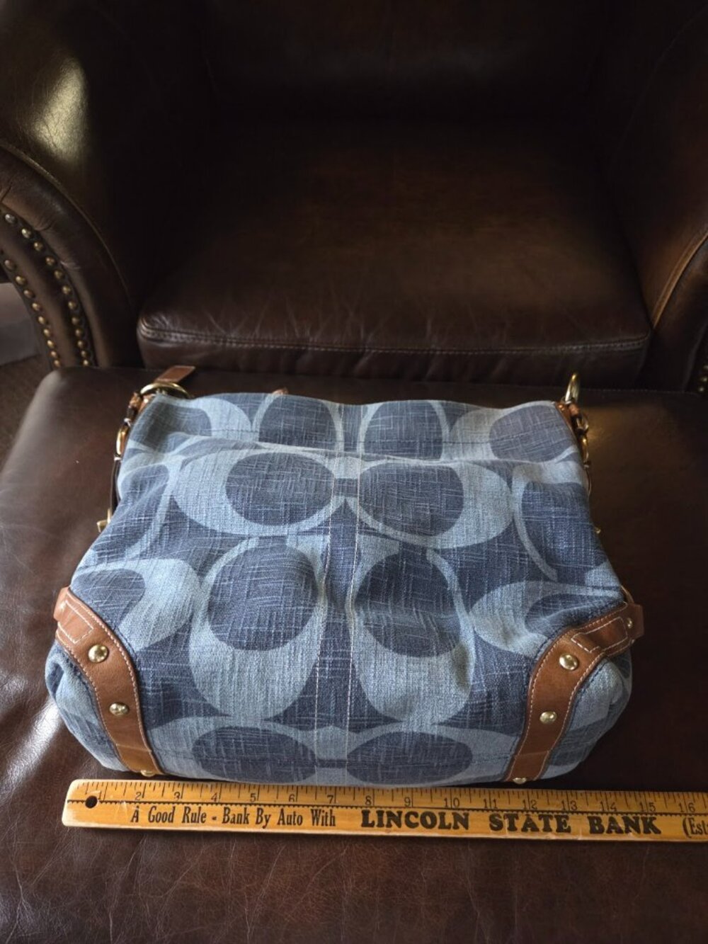 RARE Coach 10795 vintage y2k denim Carley Carly tonal blue hobo bag - Picture 14 of 15